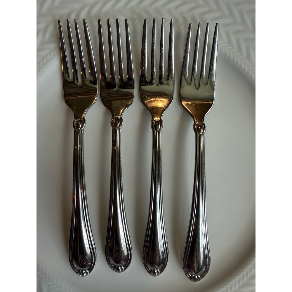 Lenox Chandelle 18/10 Stainless Steel Flatware Set  Of  Four 7" Salad Forks RARE